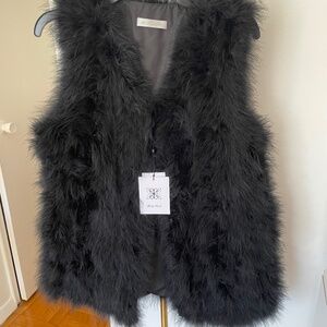 Black ostrich fur vest
